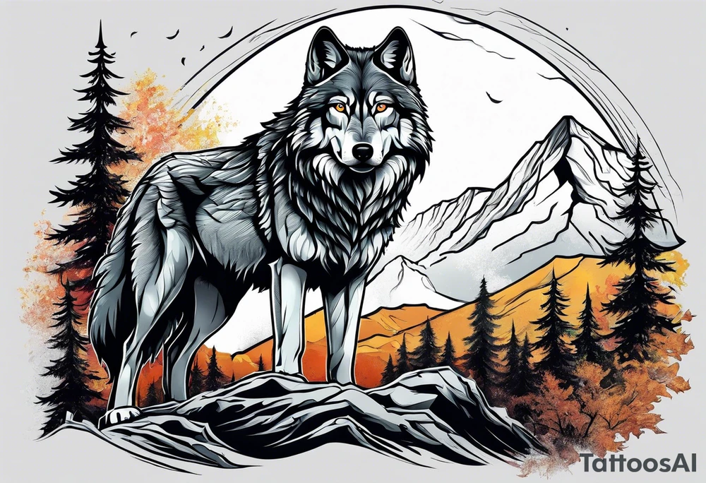 wolf on the hill tattoo idea