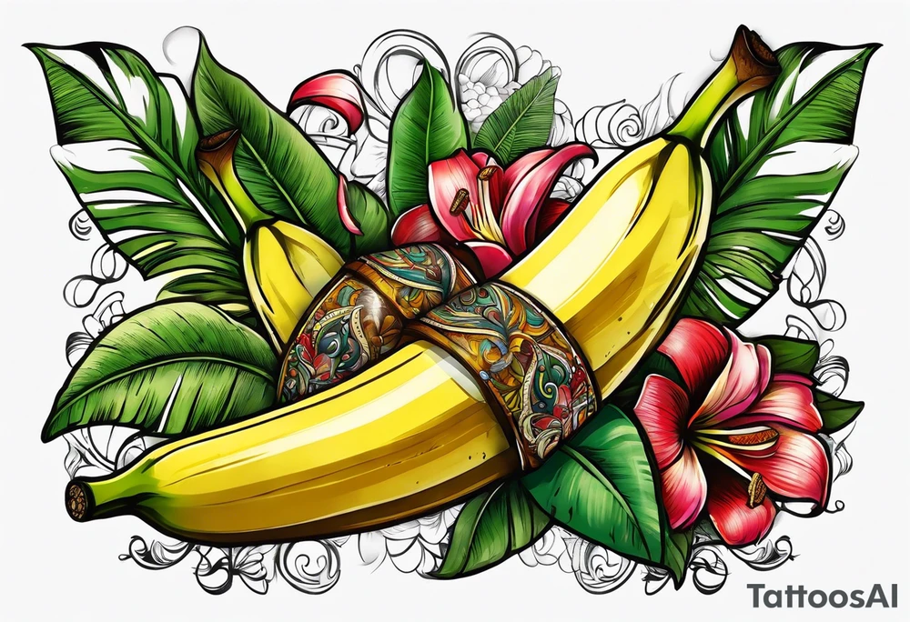 cigar banana hybrid tattoo idea