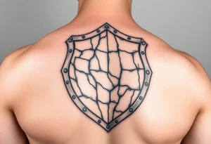 3d stone shield during skin tattoo idea
