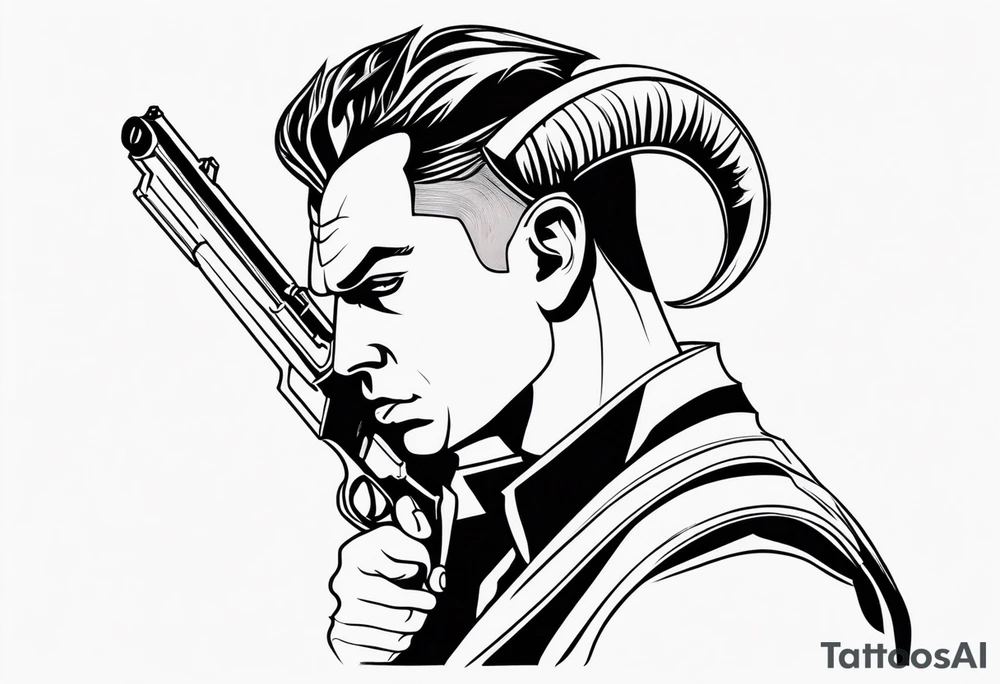 capricorn man with gun tattoo idea