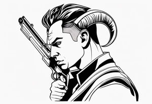 capricorn man with gun tattoo idea