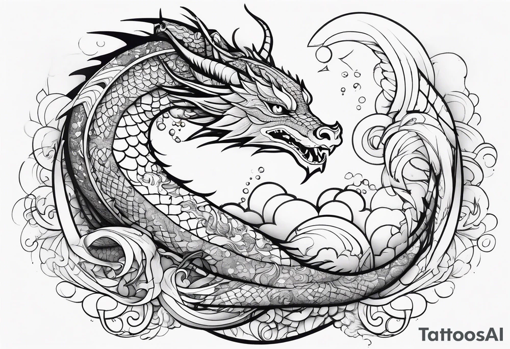 Geometric aquatic dragon cute tattoo idea