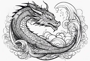 Geometric aquatic dragon cute tattoo idea