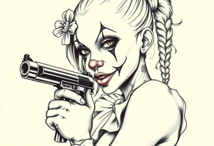 Payasa Clown Girl Gun tattoo idea