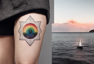 "You never walk alone" stars and rainbow color tattoo idea