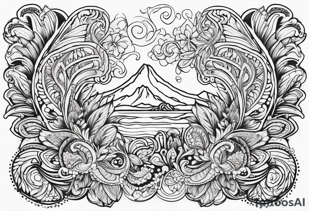 Hawaiian islands paisley tattoo idea