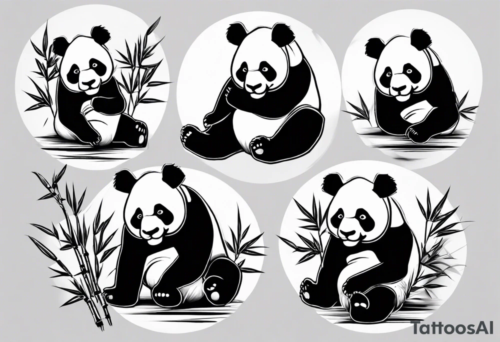 Panda with bamboo tattoo idea
