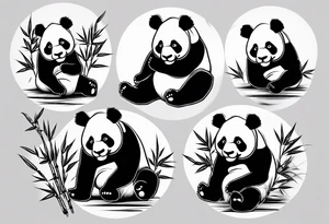 Panda with bamboo tattoo idea
