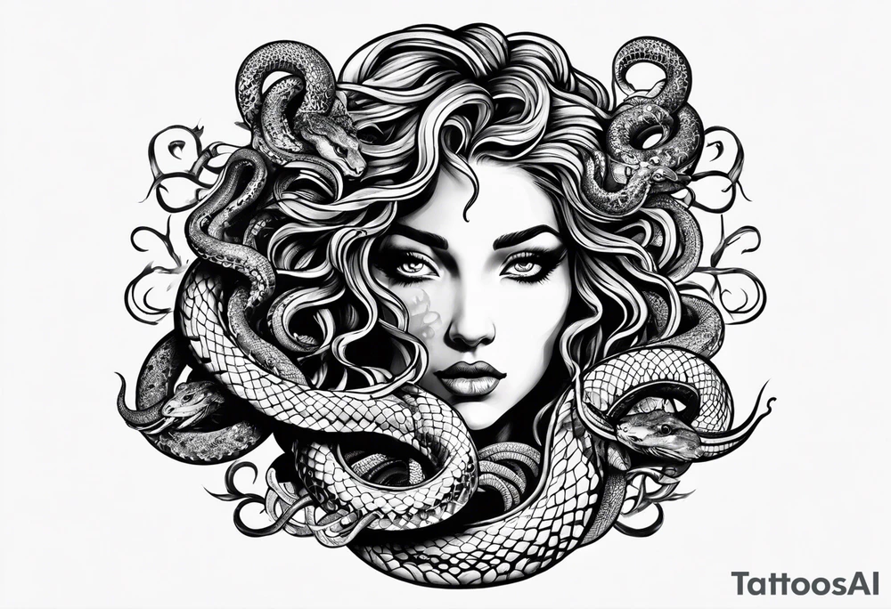 beautiful but mysterious medusa with the snakes clearly showing tattoo idea