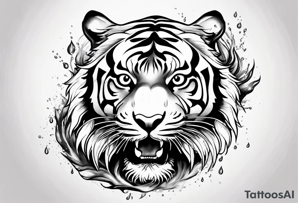 minimalist tiger splashing water tattoo idea