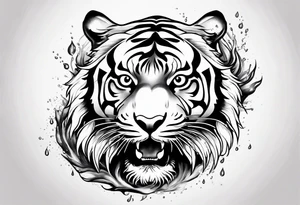 minimalist tiger splashing water tattoo idea