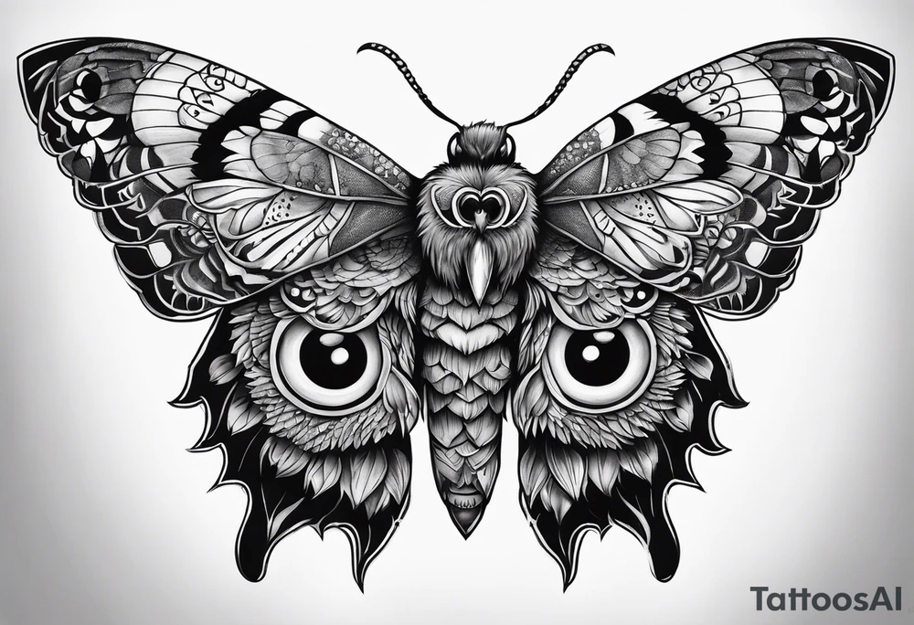 Dead head moth with owl eyes tattoo idea
