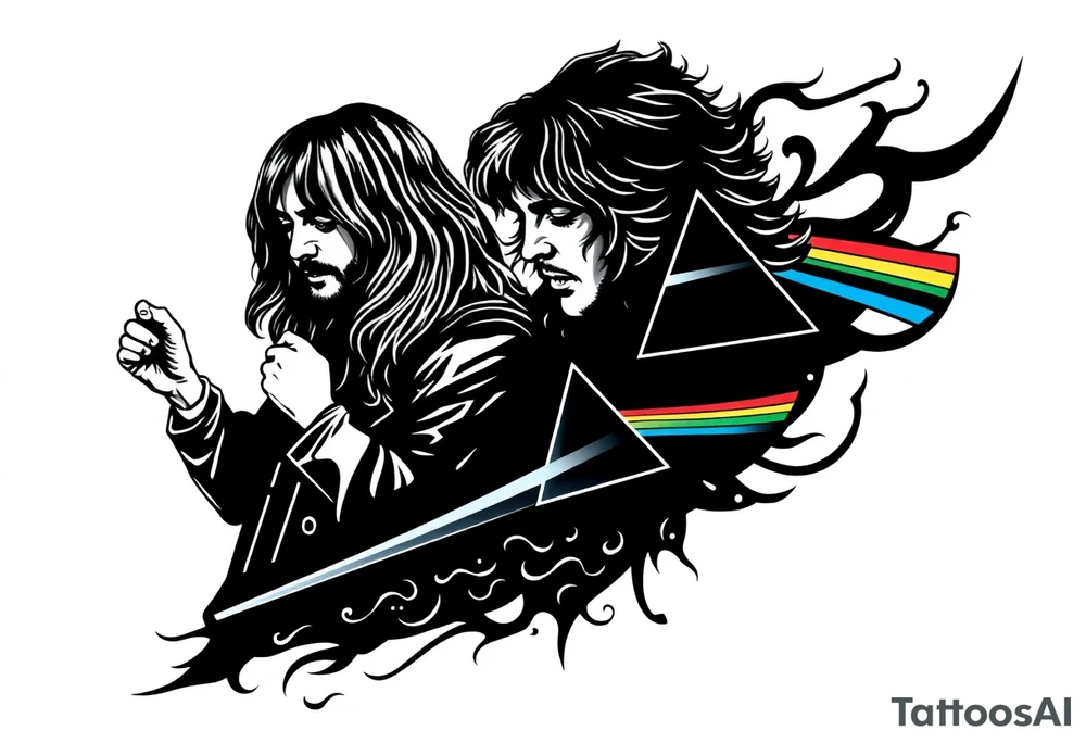 Led Zeppelin, Pink Floyd, mac miller, album art sleeve, black tattoo idea