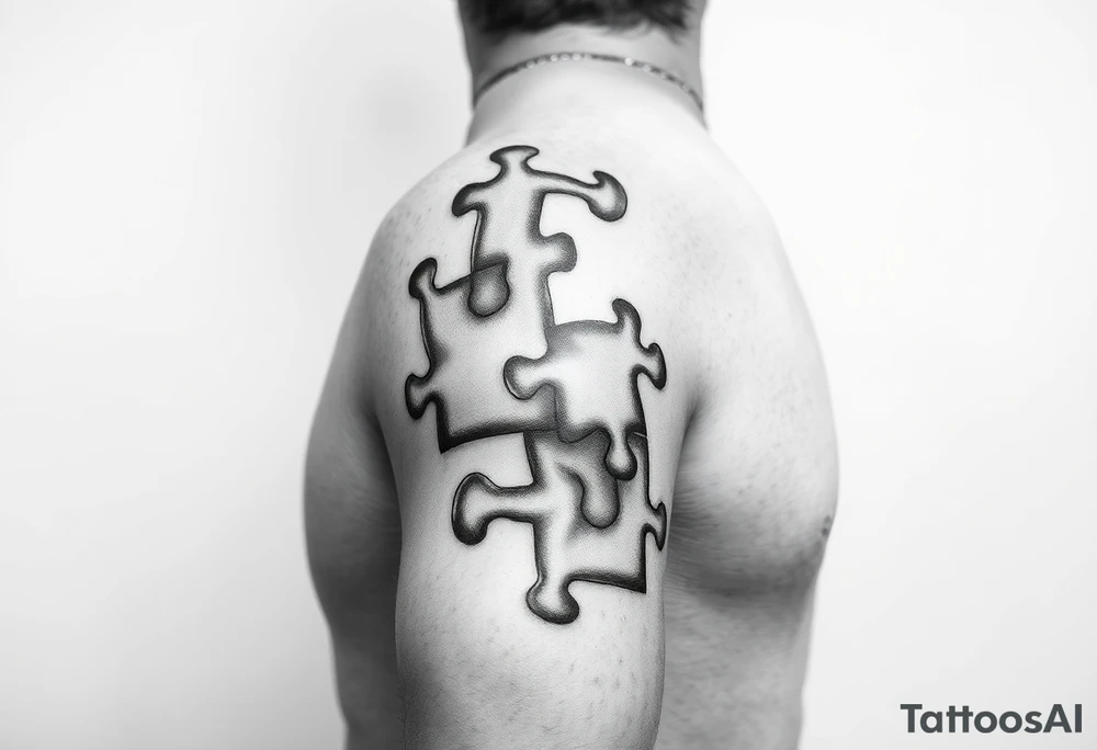 full arm sleeve with autism puzzle pieces tattoo idea