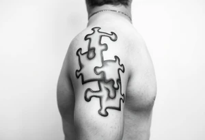 full arm sleeve with autism puzzle pieces tattoo idea