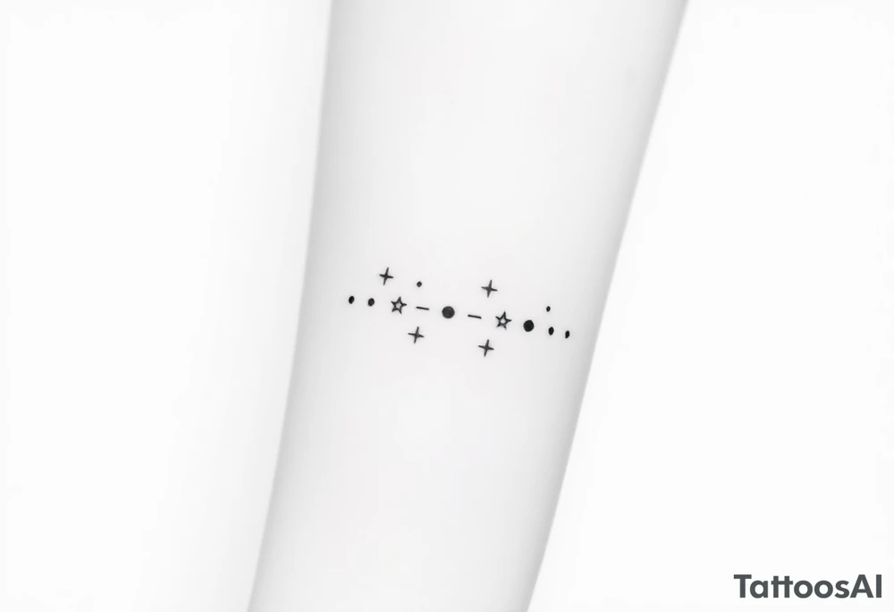 Can you design a few options for a meaningful minimal tattoo with dots, lines or stars that represents my kids? Three are living and two are deceased and I want something that represents that difference by having solid and hollow elements. tattoo idea