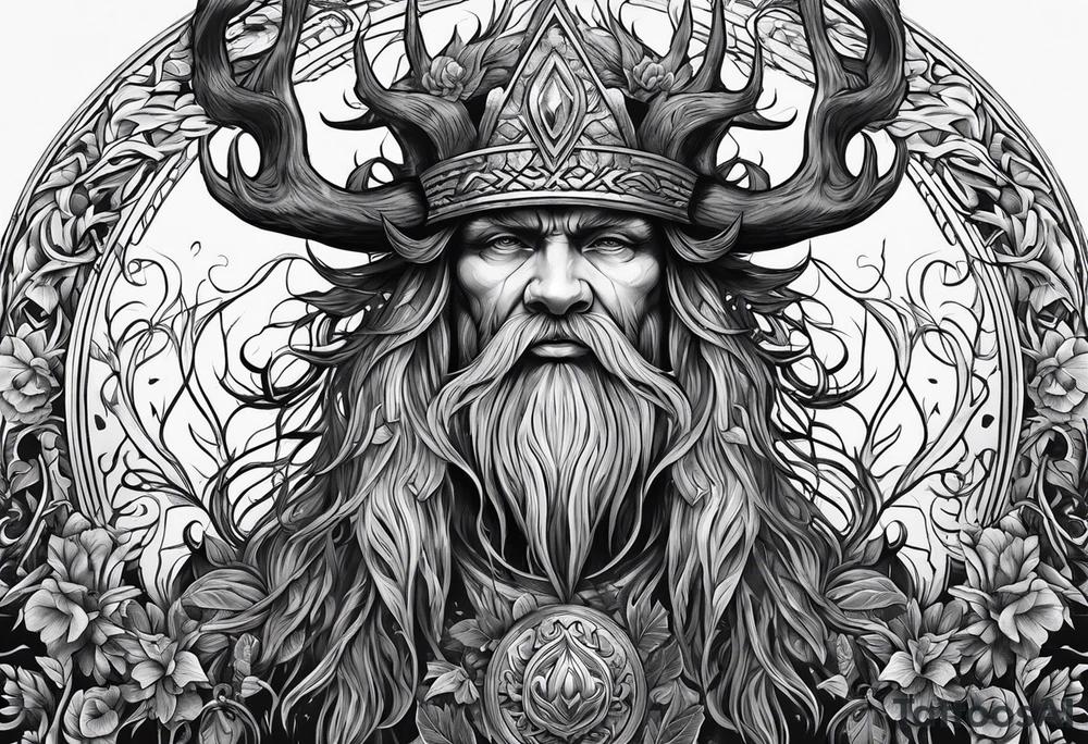 Leshy with Russian design tattoo idea