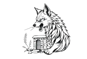 Big bad wolf  blowing a brick house down tattoo idea