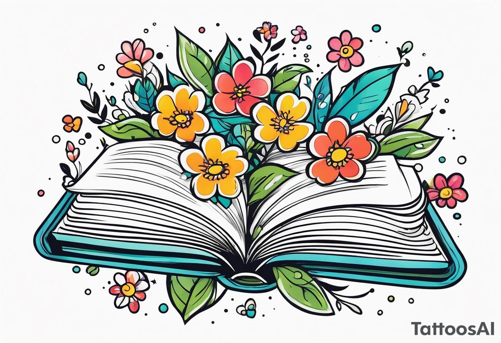 An open book with flowers growing out of it tattoo idea