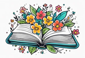 An open book with flowers growing out of it tattoo idea