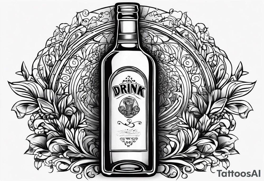 A bottle with a sign that says "drink me" tattoo idea