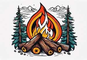 American traditional tattoo of camp fire tattoo idea