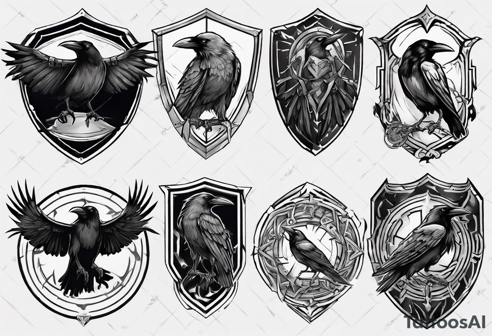 Raven on a shield tattoo idea