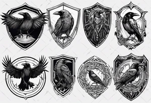 Raven on a shield tattoo idea
