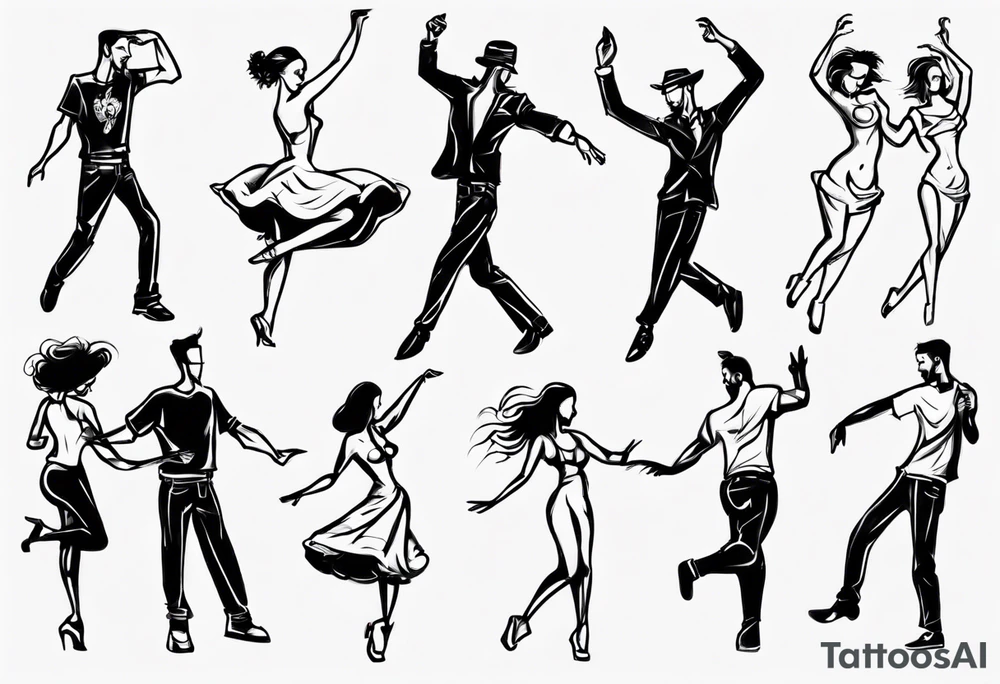 Dancing guy and girl tattoo idea