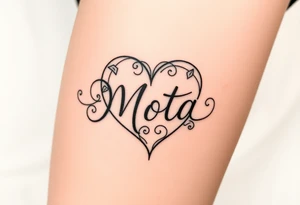The name Mota within a heart tattoo idea