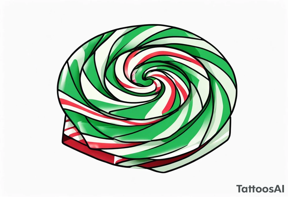 small tattoo of a green swirl peppermint candy in the wrapper tattoo idea