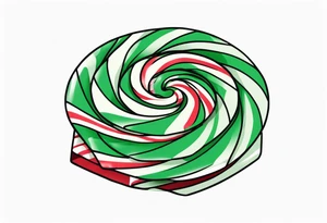 small tattoo of a green swirl peppermint candy in the wrapper tattoo idea