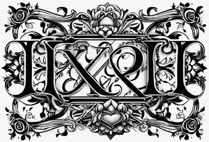 I need a tattoo design that only includes the letters X and I, with a dark and gothic style. tattoo idea