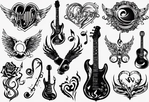 music stave hearth tattoo idea