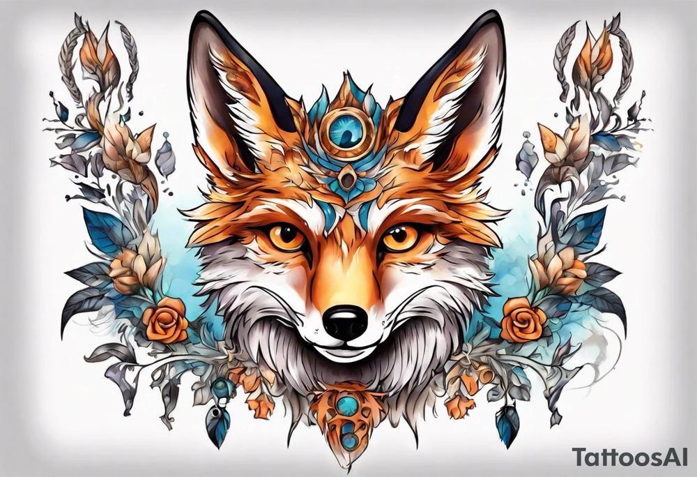 Eule und fuchs fantasie tattoo idea