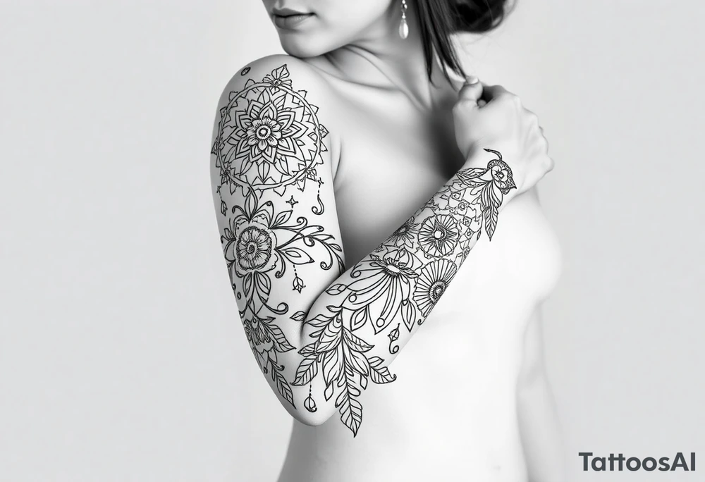 bold line shaman and witch style tattoo idea