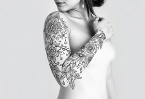 bold line shaman and witch style tattoo idea