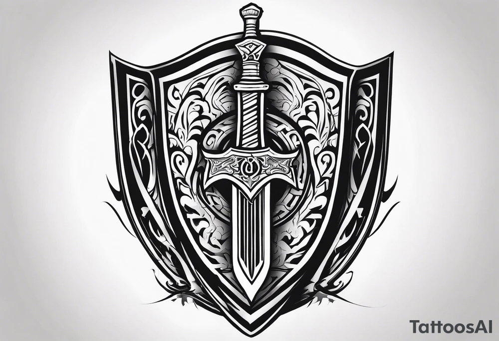 Valhalla sword shield tattoo idea