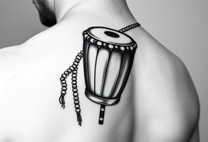 Generate small tatoo of an african drum and a bead arm ban. all tatoos should be near each other on the wrist tattoo idea