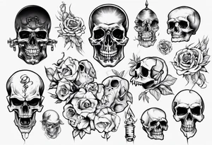 Barbd wired and skulls tattoo idea