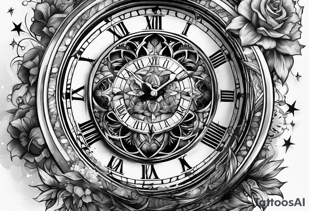 A clock in the cosmos tattoo idea