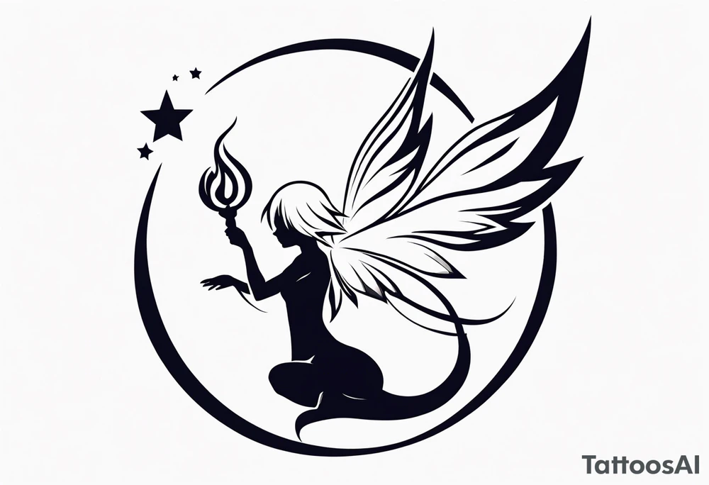 A fairy with a tail inspired by the Fairy Tail anime guild logo tattoo idea