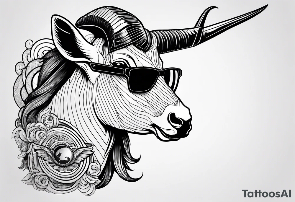 capricorn with sunglasses and shotgun tattoo idea