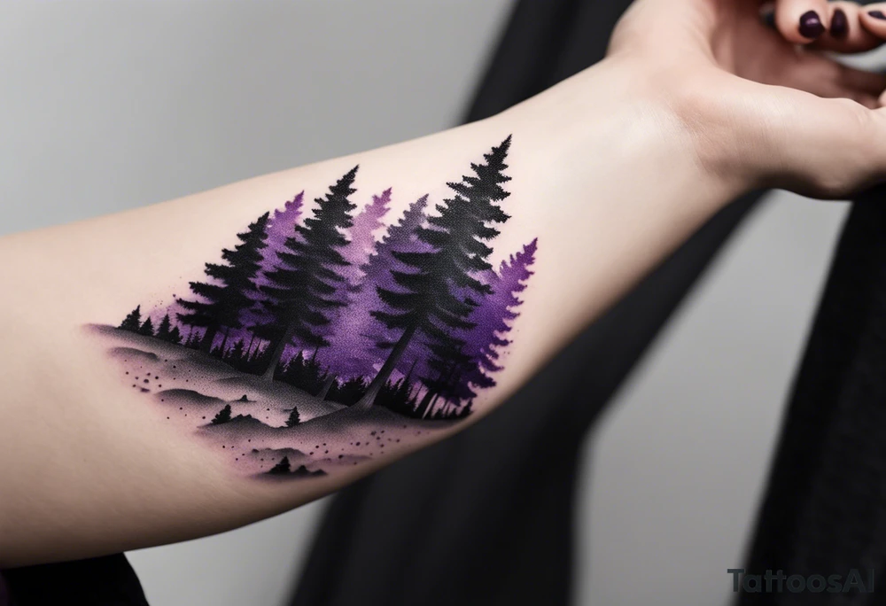 forest, abstract, on hand, no people, purple and black, full, no borders tattoo idea