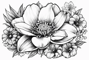 Daisy, Lilly of the valley, poppy, lily compass tattoo idea