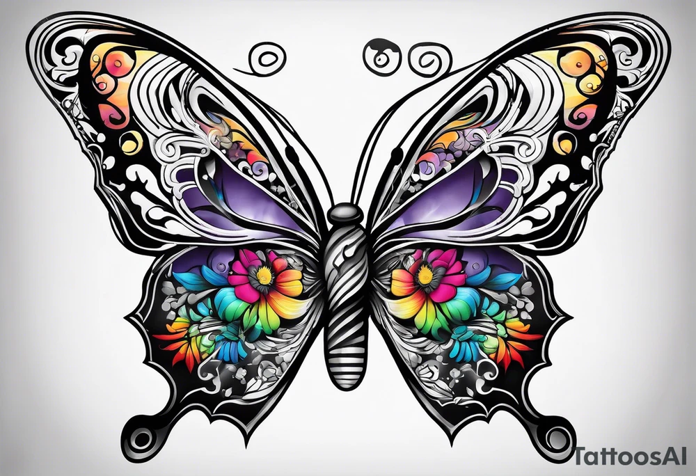 Guitar, butterfly, rainbow, game cube tattoo idea
