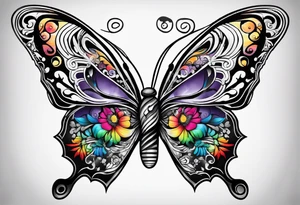 Guitar, butterfly, rainbow, game cube tattoo idea
