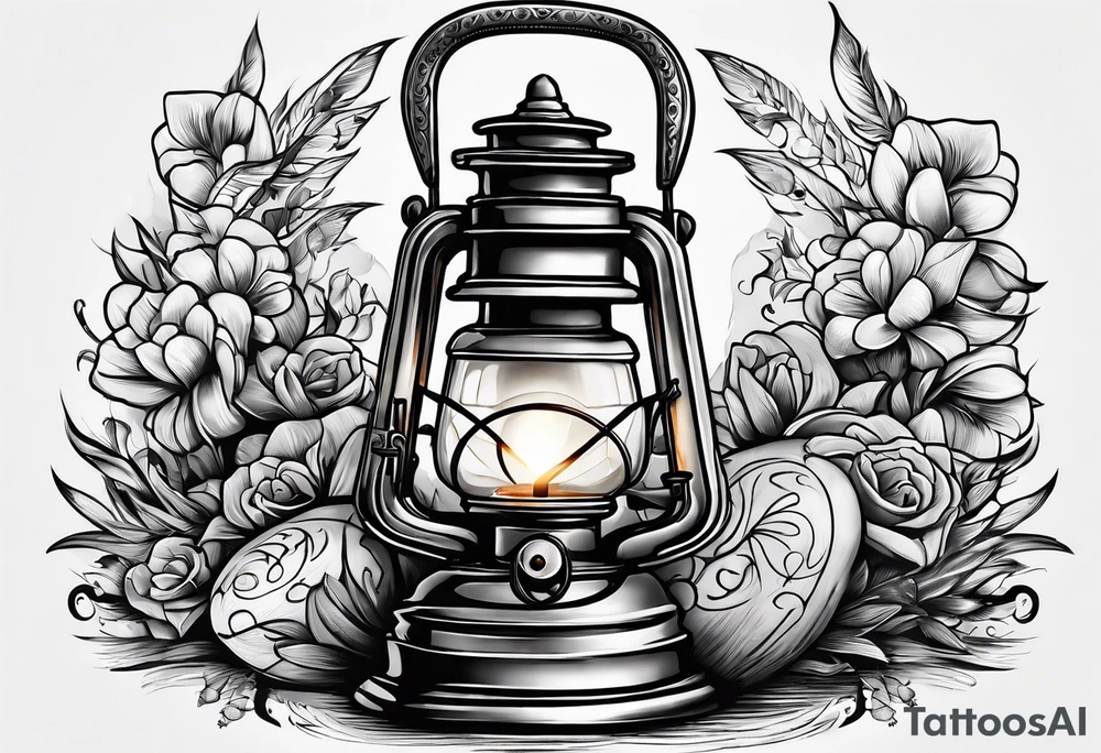 Oil lamp with grave tattoo idea