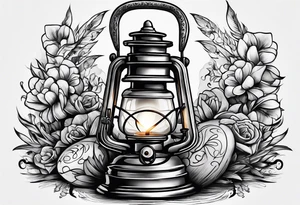 Oil lamp with grave tattoo idea