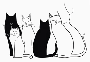 Cats oneline tattoo idea